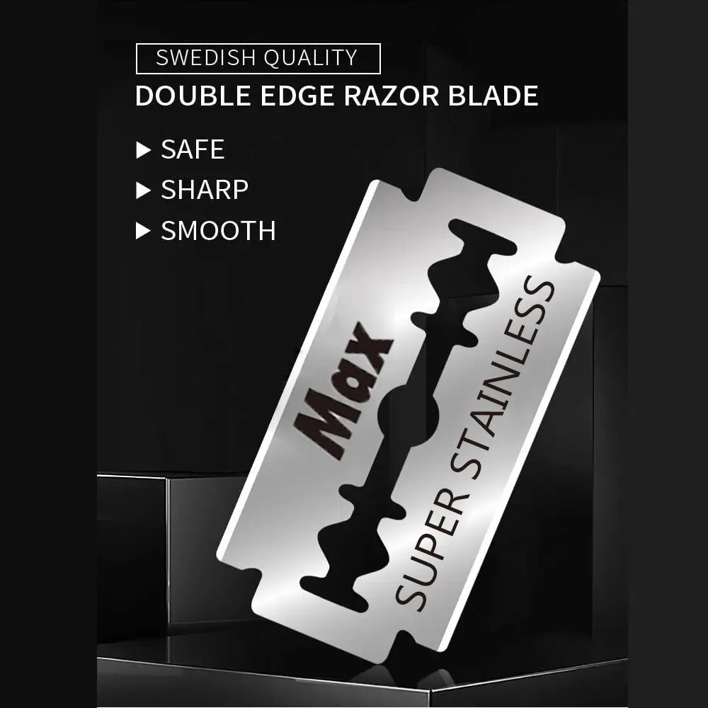 (1 suporte + 10/20 lâminas) Braço de barbear reto, barbeador manual dobrável masculino, barbeador masculino, lâmina afiada para barbearia