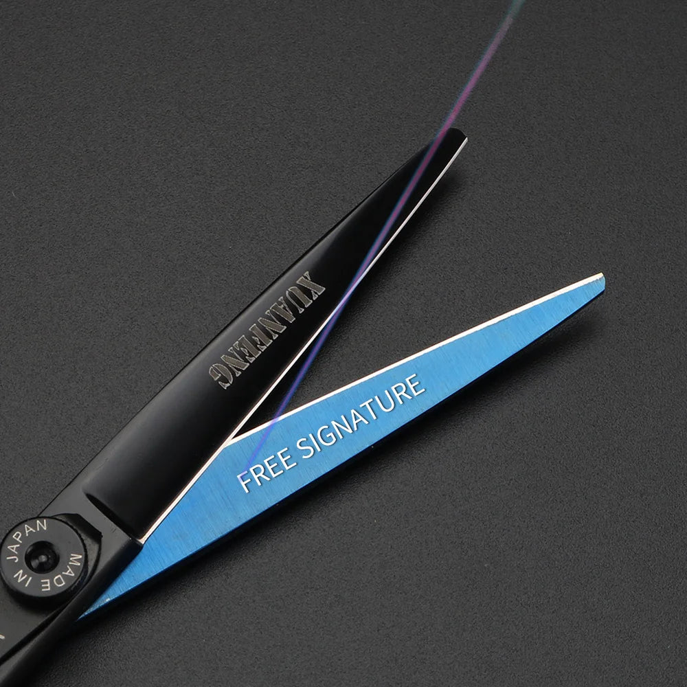 XUANFENG Gold Handle Hair Scissors 9cr18 Steel Gold Screws 6-inch Barber Cutting Scissors and Thinning Scissors Set